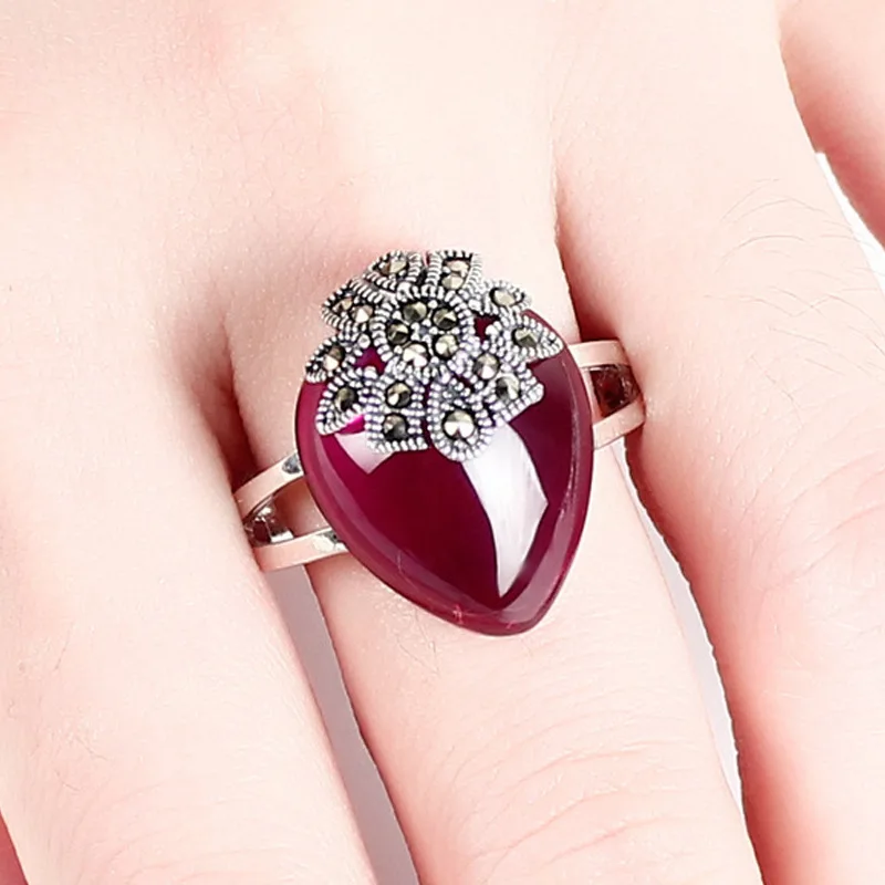 

2018 Promotion New Anel Masculino Anillos Rings S925 Yintai Synthetic Rhyme Women Jewelry Magenta Garnet Ring Kaiyun Original