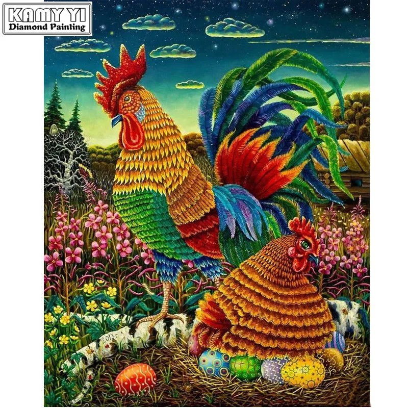 

5D Diy diamond painting cross stitch "Color big cock" Full Round Diamond embroidery Needlework Rhinestone Mosaic decor CX