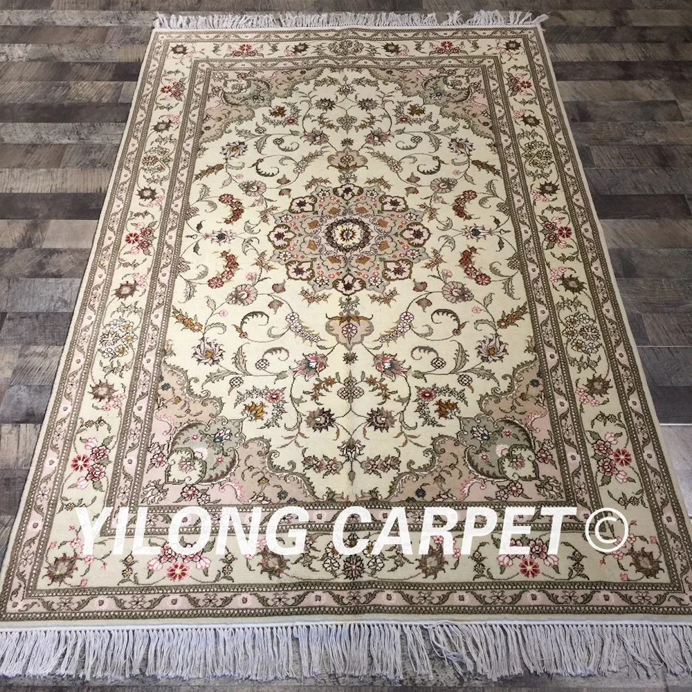 Yilong 4'x6' турецкий цветочный дизайн гостиной прочный шерсти и шелка ковер ручной работы овечья шерсть(wy2092s4x6