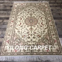 Yilong 4'x6' турецкий цветочный дизайн гостиной прочный шерсти и шелка ковер ручной работы овечья шерсть(wy2092s4x6