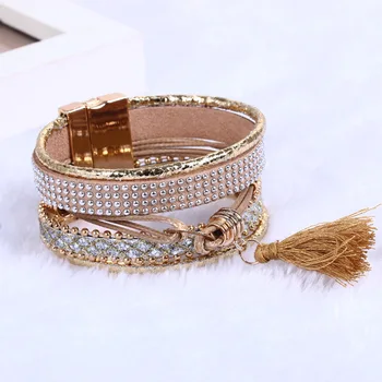 

2016 summer leather bracelet Brazilian bracelet magnet buckle Friendship bracelet Bohemian bracelets boho bangle