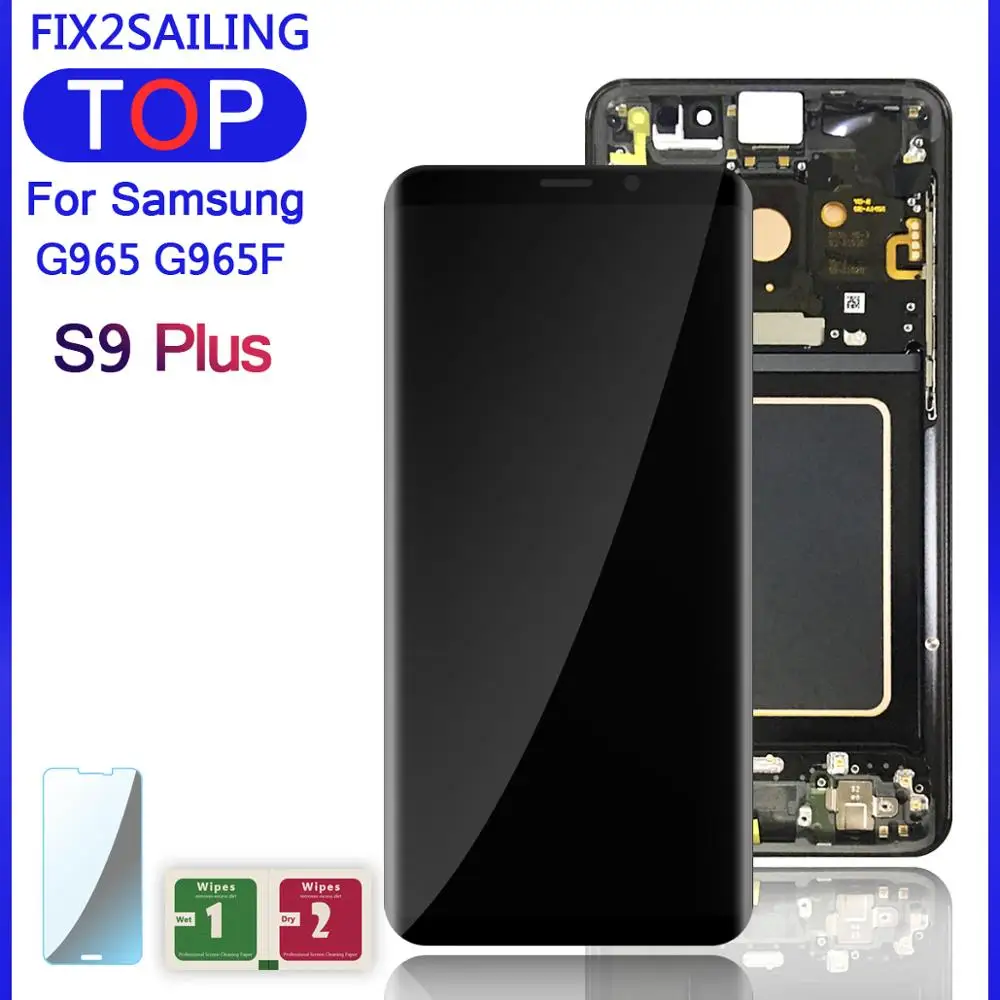 Для Samsung Galaxy S9 + s9 plus g965 g965f ЖК дисплей Супер AMOLED сенсорный экран рамка в сборе