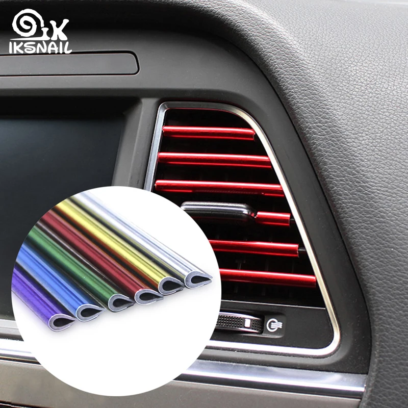 

IKSNAIL Car-styling Plating Air Outlet Trim Strip Air Vent Grille Switch Rim Trim Decoration Strip DIY Auto Interior Mouldings