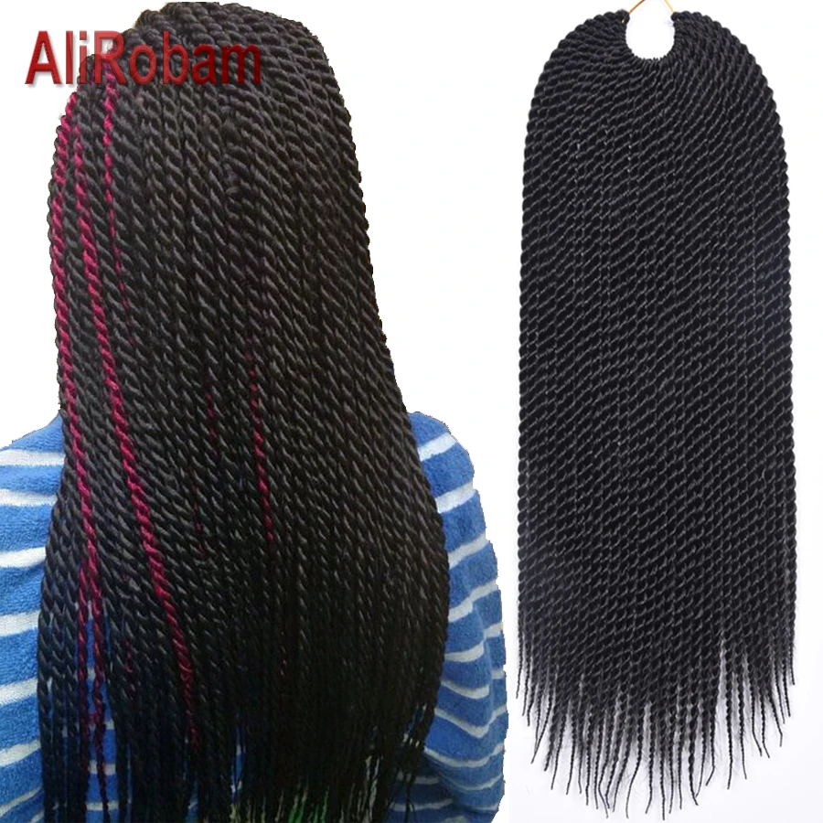 

AliRobam Crochet Braid Hair Havana Mambo Twist 14" 18" 22" Synthetic Kanekalon Senegalese Twist Hair Extensions 30 Roots/pack