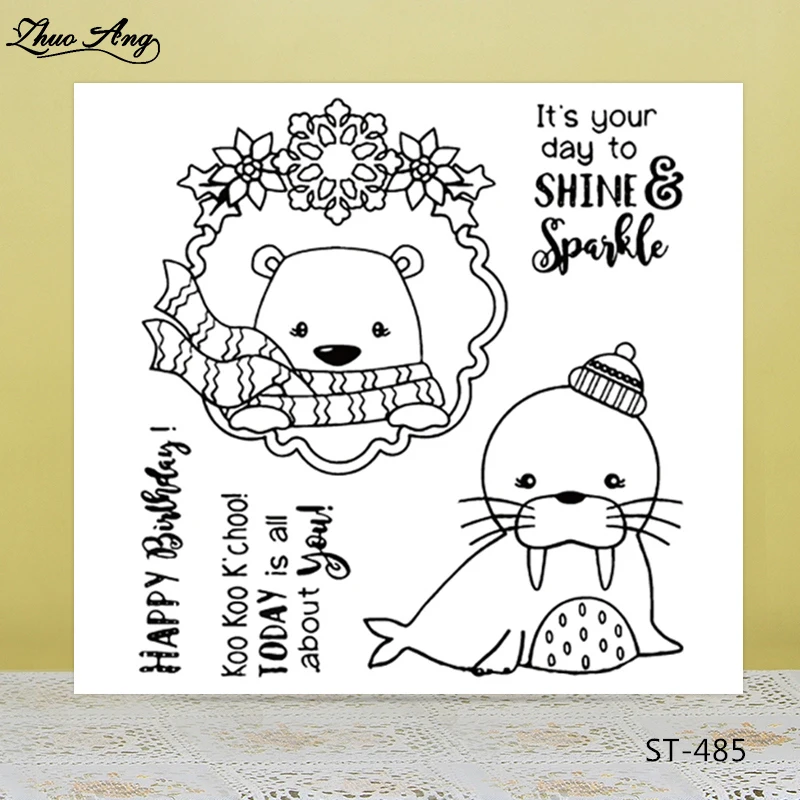 

Cute Scarf Bear Transparent Silicone Stamps for DIY Scrapbooking/Photo Album Decorative Card Making Clear Stamps Supplies