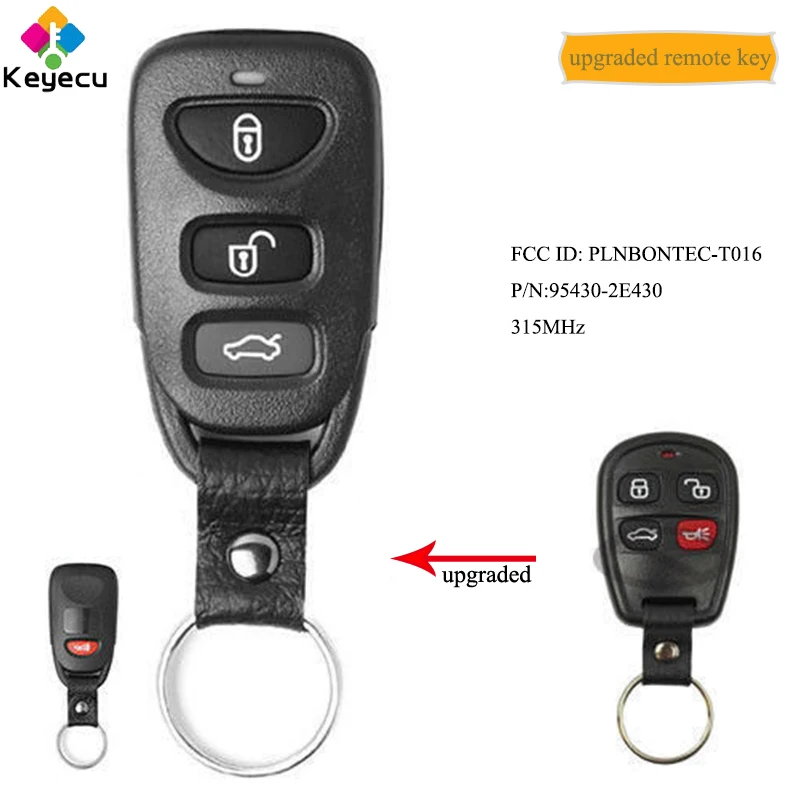 

KEYECU Upgraded Keyless Entry Remote Car Key With 4 Buttons 315MHz - FOB for Kia Sorento 2004 2005 2006 FCC ID: PLNBONTEC-T016