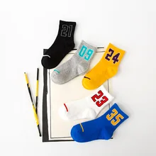 5 пар/лот, новые хлопковые носки с буквенным принтом детские носки в стиле Харадзюку для мальчиков и девочек, детские спортивные носки
