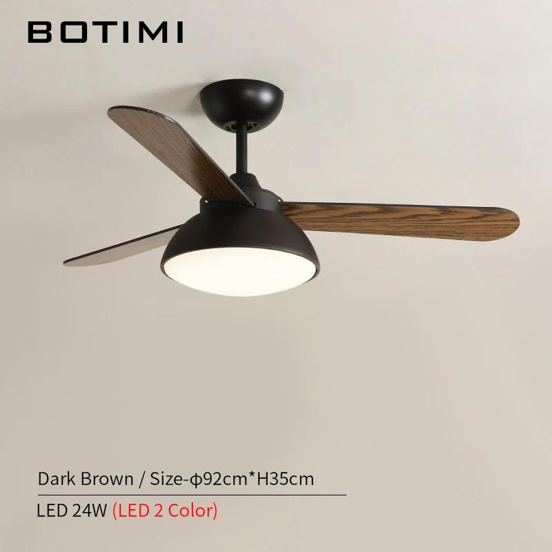 Botimi современные светодиодный потолочный вентилятор для низких потолочных реверсивных функций потолочные вентиляторы с подсветкой дистанционное управление охлаждения люстра вентилятор - Цвет лезвия: Dark Brown