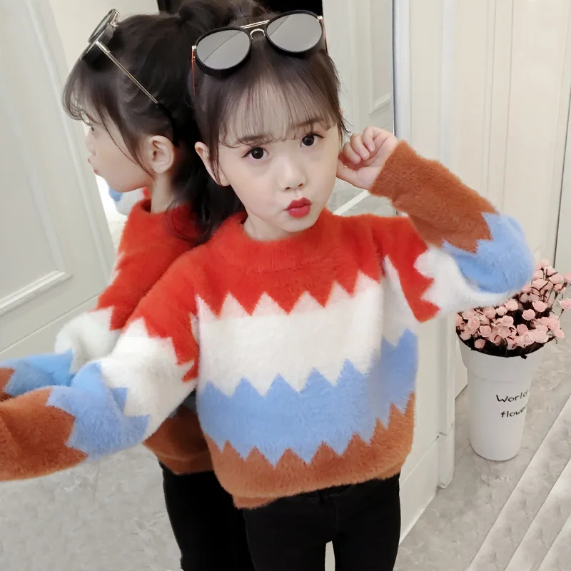 

Kids clothes Sweater 2019 spring and autumn new girls sweater children's head sweater 3-12 Baby Girl Clothes