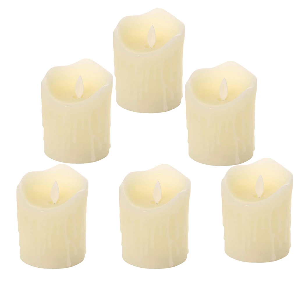 6pcs Flickering Flames Candles Realistic LED Candle Dancing Flame Light Indoor and Outdoor Battery Operated Wedding Party Decor