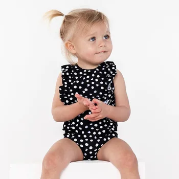 

2020 New Baby Swimwear Lotus Leaf Folds White Dot Children's Bathing Suit Swimwear Kids 1 Pcs