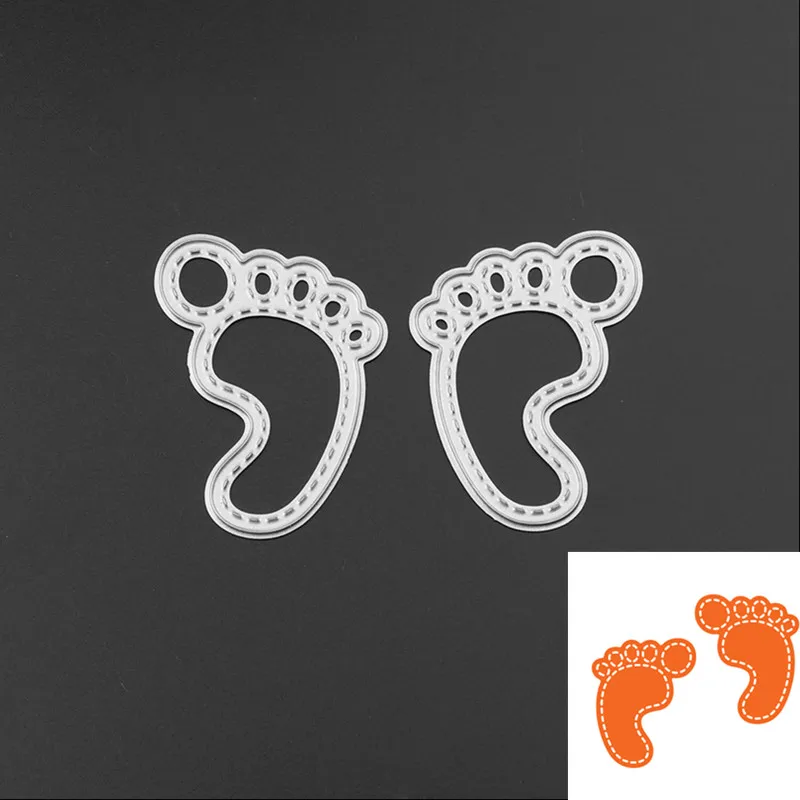 

2pcs/Set Cute Baby Footprint Metal Cutting Dies Stencil DIY Scrapbooking Album Card Embossing Paper Handmade Crafts Decoration