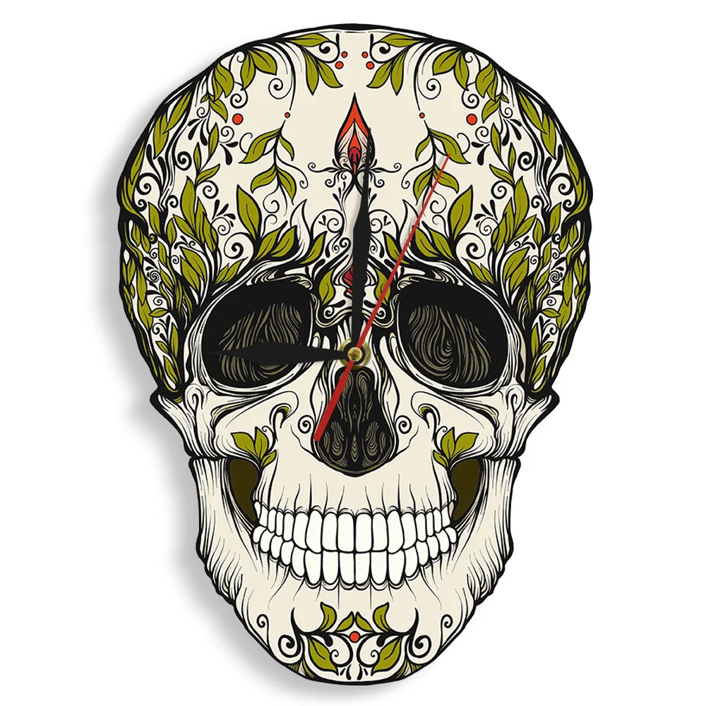 Настенные часы День мертвых сахаров Череп Dia de los muertos скелетоны не тикающие для