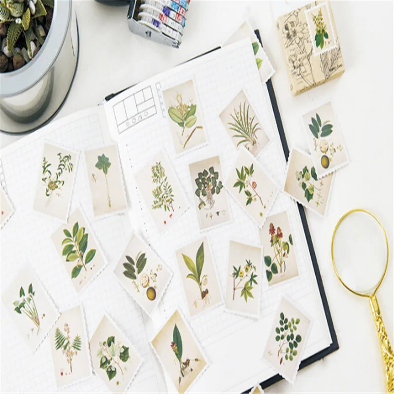 

Vintage Plants stamp mini paper sticker package DIY diary decoration sticker album scrapbooking