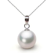 18 дюймов 14 K цепочка из белого золота и под ключ AAA 9-10 мм белая жемчужина Южных морей подвеска-ожерелье