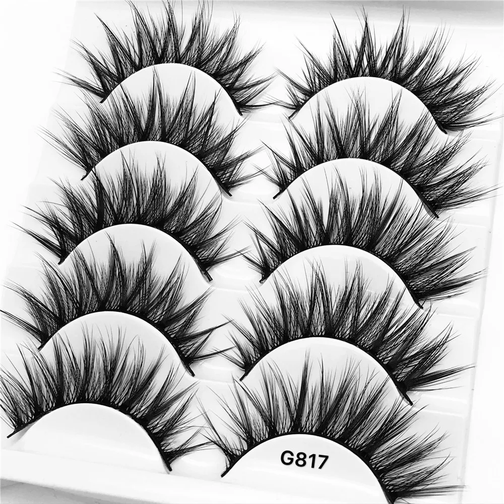 

5Pairs/Set 3D Handmade Fake Eyelashes Natural Long Thick Daily Makeup Thick Cross Eyelashes Eye Lashes Extension Tools G817