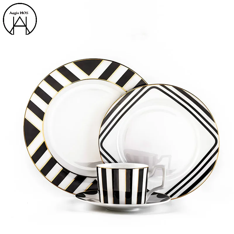 black and white plate set