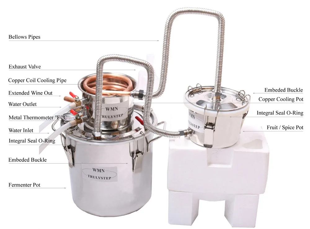 3 горшки DIY 3 галл. 12л алкогольный самогон медный дистиллятор вина дистиллятор спирта бочонок набор для пивоварения дома