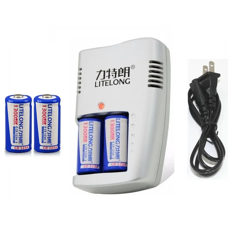 4x перезаряжаемый литий-ионный аккумулятор CR123A 163401300 мАч 3 в + зарядное устройство |