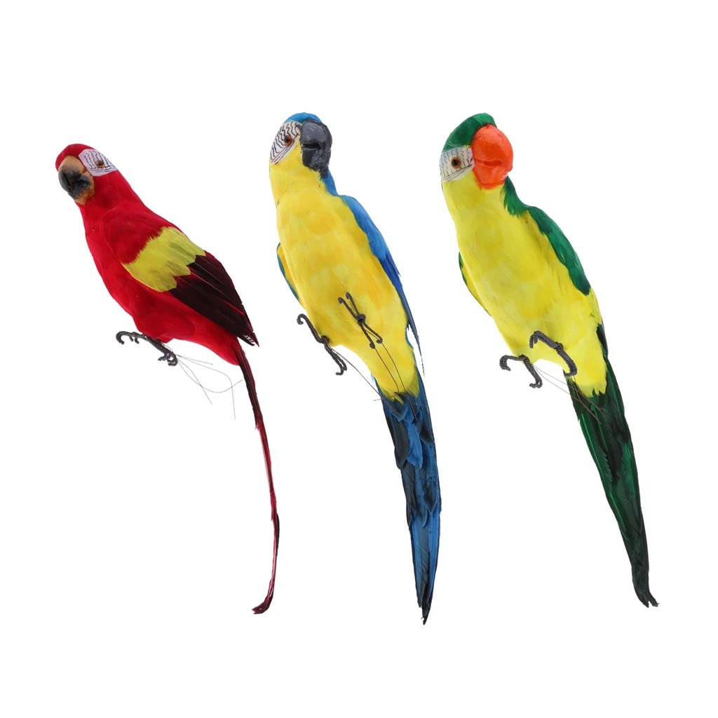 Fake Artificial Parrot Feathered Bird Budgie Garden Home Decoration