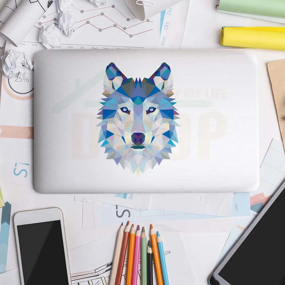 

3D Wolf Waterproof Laptop Stickers Removable PVC Wall Decal Self Adhesive Wallpaper For Computer Car Home Decoration Accessories