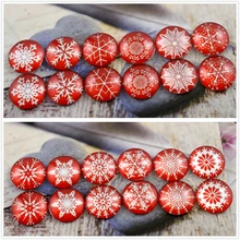 12 шт.(один комплект) два стиля 12 мм красный фон снежинки ручной работы стеклянные кабошоны узор купольные ювелирные изделия аксессуары поставки