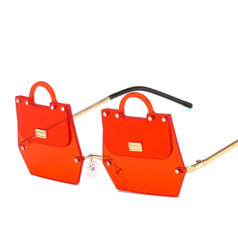 

Unique personality trendy Fashionable women Unique bags Sunglasses Brand designer cool rimless Summer T show transparent glasses