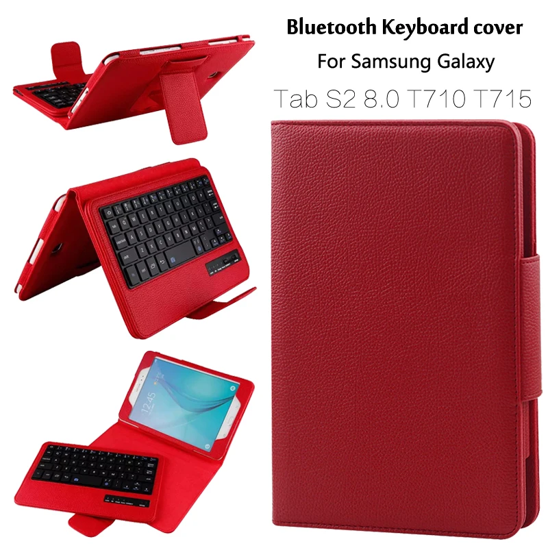 

For Samsung GALAXY Tab S2 8.0 T710 T715 Removable Wireless Bluetooth Keyboard Portfolio Folio PU Leather Case Cover + Gift