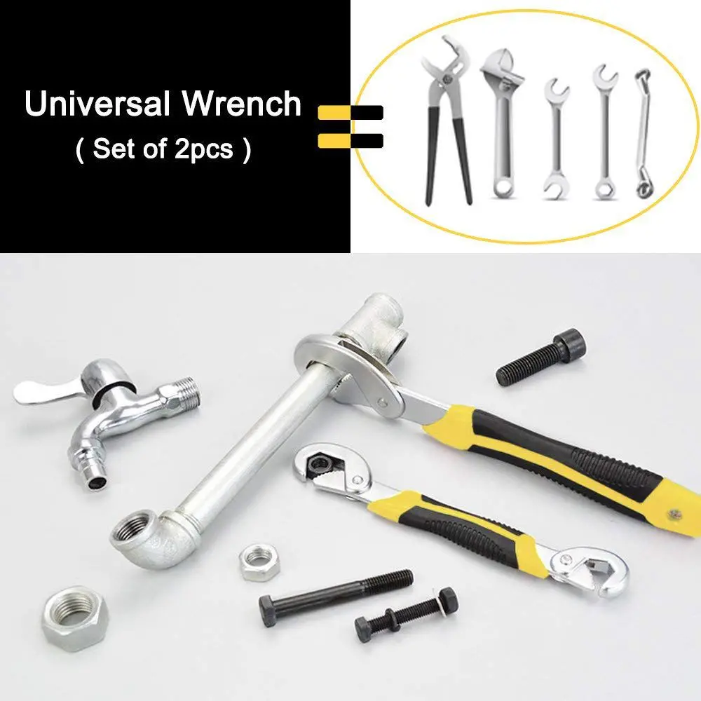 2 pcs New Style Universal Adjustable Wrench Set 6 32mm Quick Self