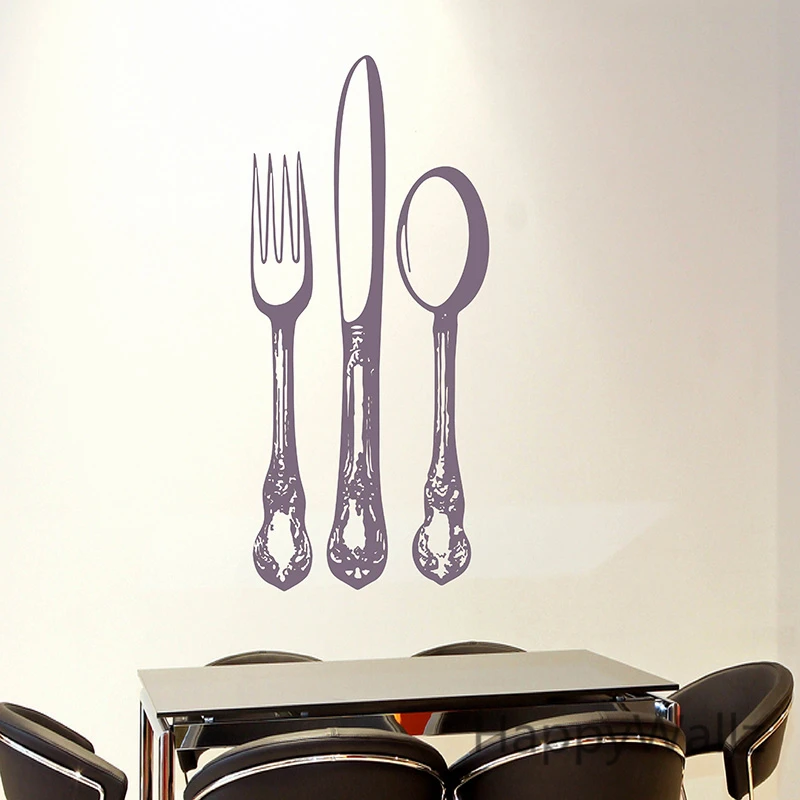 Kitchen Wall Sticker Spoon Fork Knife Kitchen Wall Decal DIY Modern Decor Kitchen Dining Knife Fork Wallpaper M31
