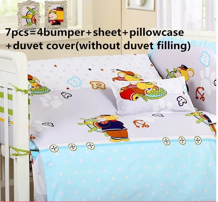 

Promotion! 6/7pcs 100% Contton Cot Bedding Sets,Baby Bedding Sets Sale ,120*60/120*70cm