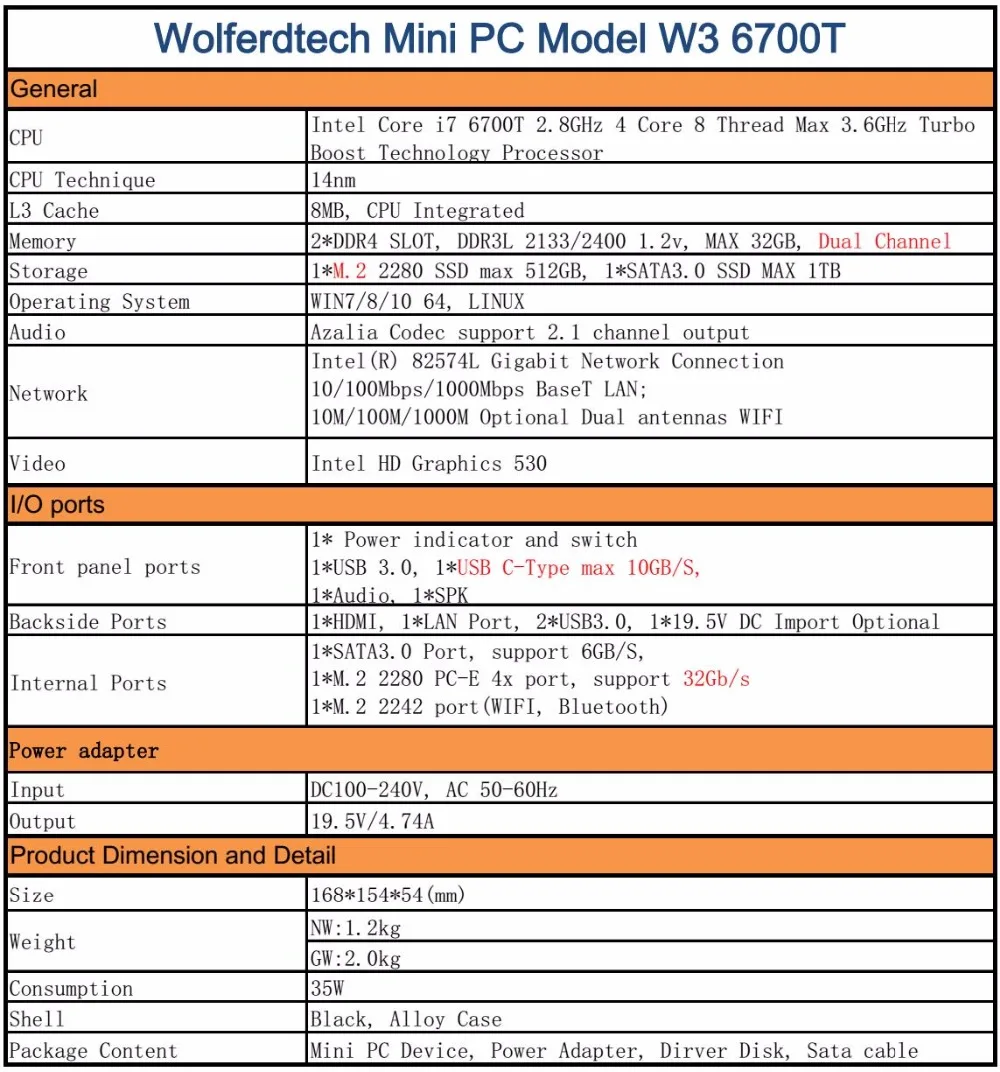 6700T Specification