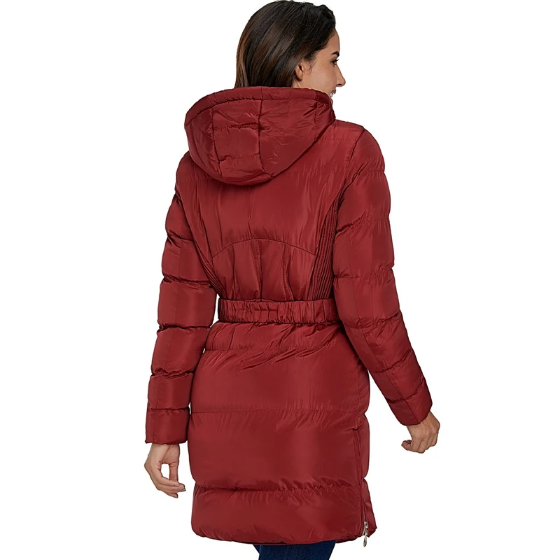Winter Clothes Women Cotton Coats Lady Stylish Thicken Warm Long Sleeve Solid Color Zipper Slim Hooded Coat With Waist Belt Winter Clothes Women Cotton Coats Lady Stylish Thicken Warm Long Sleeve Solid Color Zipper Slim Hooded Coat With Waist Belt