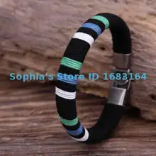 G100 цвет: черный, синий Surfer молодых хлопковый шарф кожаный жесткий Браслет-манжета Для Мужчин's