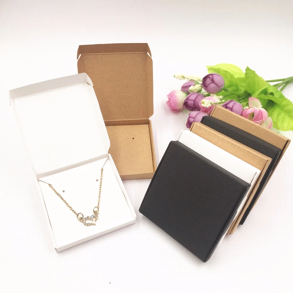 de cajas de para exhibición de Joyas, estuche de transporte para colgante/pendientes/Collar, conjunto de joyería de boda, caja de embalaje de regalo de 50 Uds.|gift packing box|display jewelrypaper box