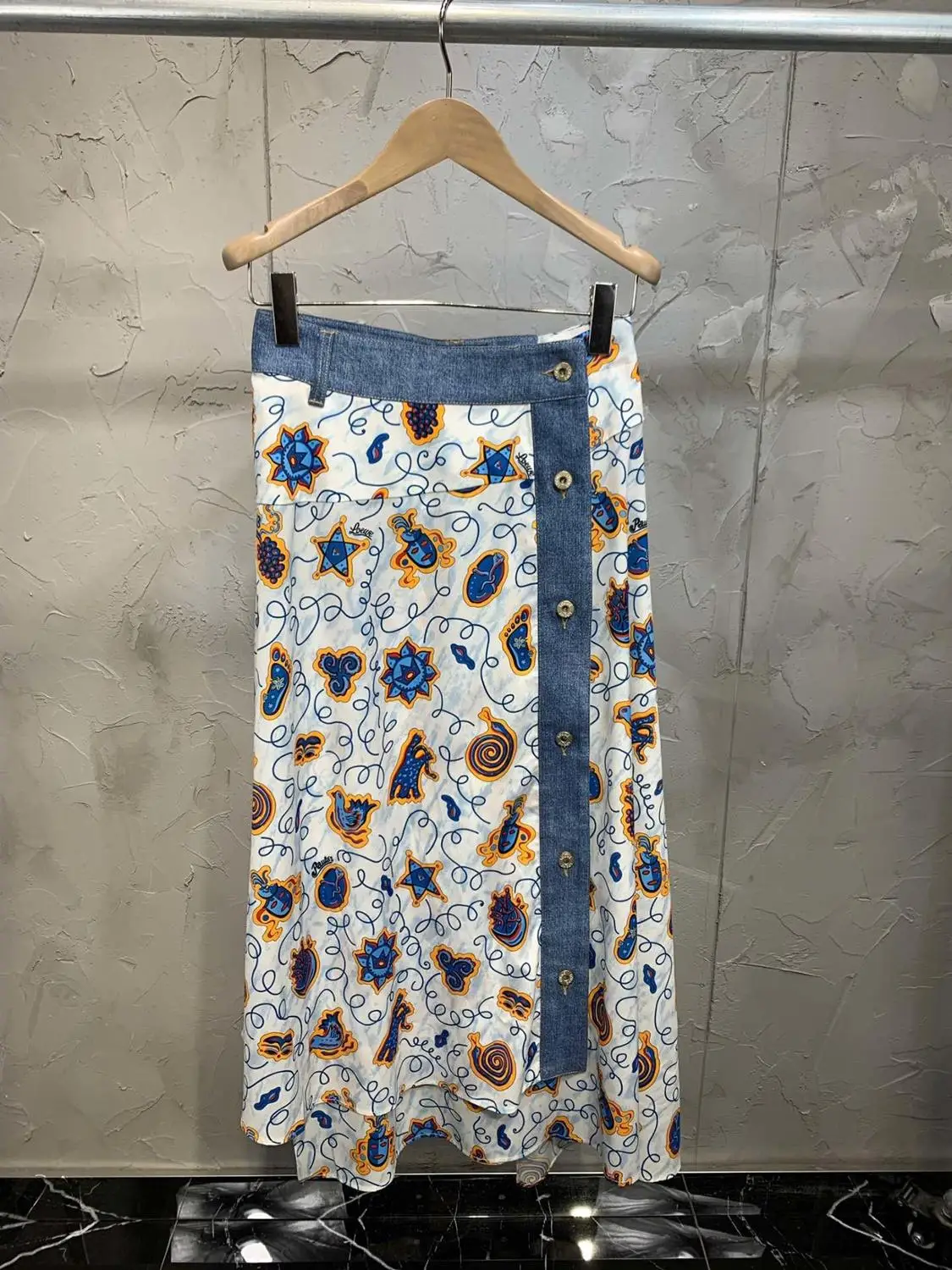 

summer chic women flower prints patchwork denim skirt ddxgz2v 5.15