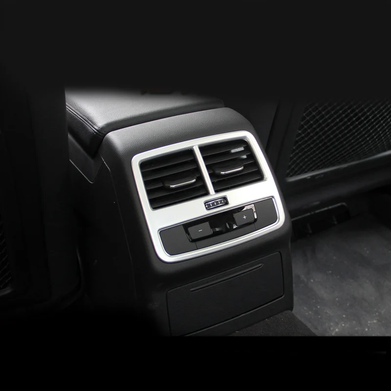 

Car styling ABS Chrome Rear air conditioning vent decorative frame air outlet trim strip 3D sticker for Audi A4 2017 Interior