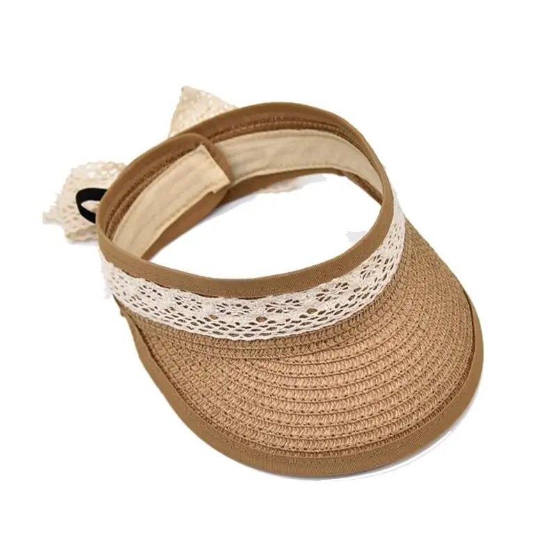 

Empty Top Boys Girls Straw Hats Summer Sun Hats for Child Children Travelling Lace Beach Hats Kids Sunscreen Cap