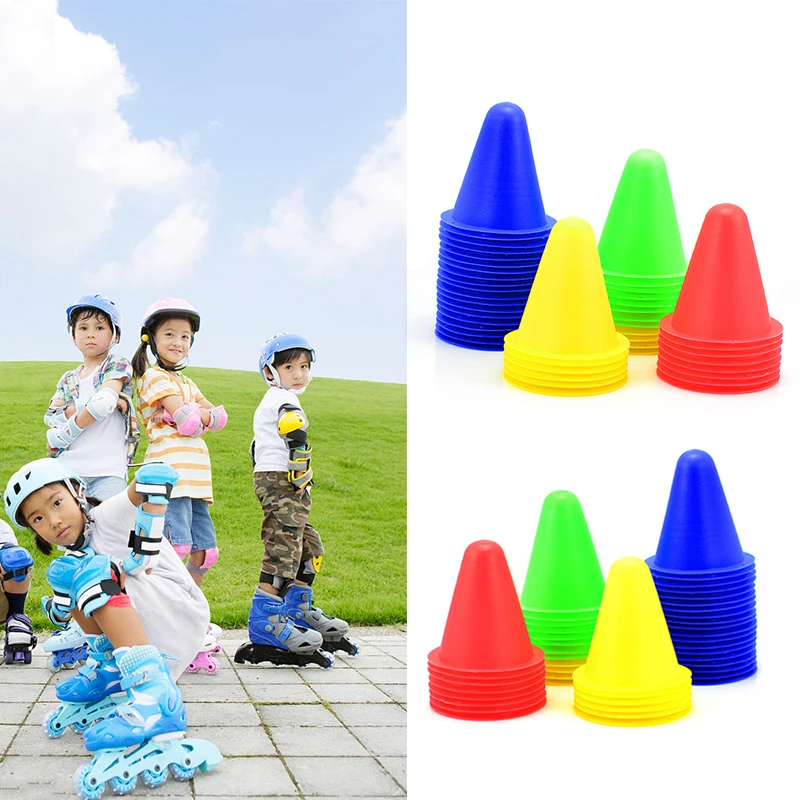 

New 10 Pcs Skate Pile Cup Windproof Roller Skating Cone Agility Training Marker Slalom Skateboard Marking Cones Random