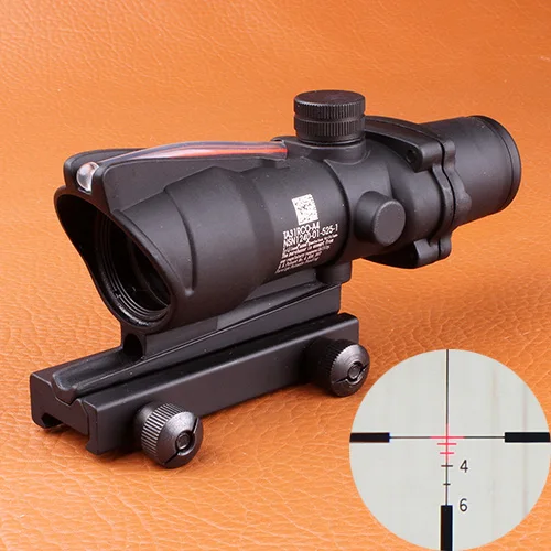 Hunting ACOG 4X32 SCOPE Fiber Source Red Green Orange Illuminated Scope Black Tan Color Tactical Riflescope - Цвет: black 4X32 Red light