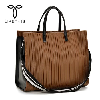 

2018 Women Luxury Brand PU Leather Shoulder Crossbody Bag Ladies Designer Pleated Large Casual Handbag Female Tote Bag 6230