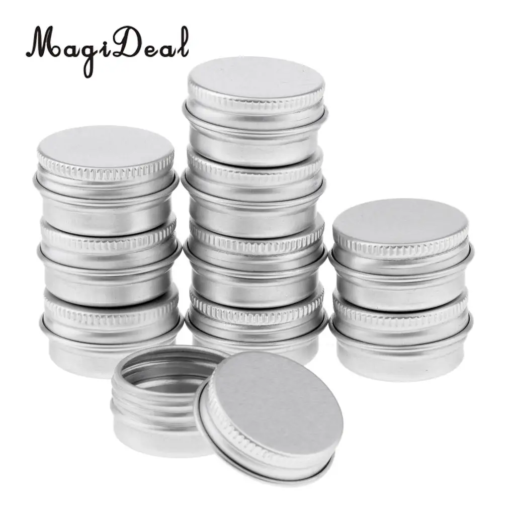 20x Empty Aluminum Tins Cans with Screw Lids Box Container Jar Round Pot 5g for Cream Salves
