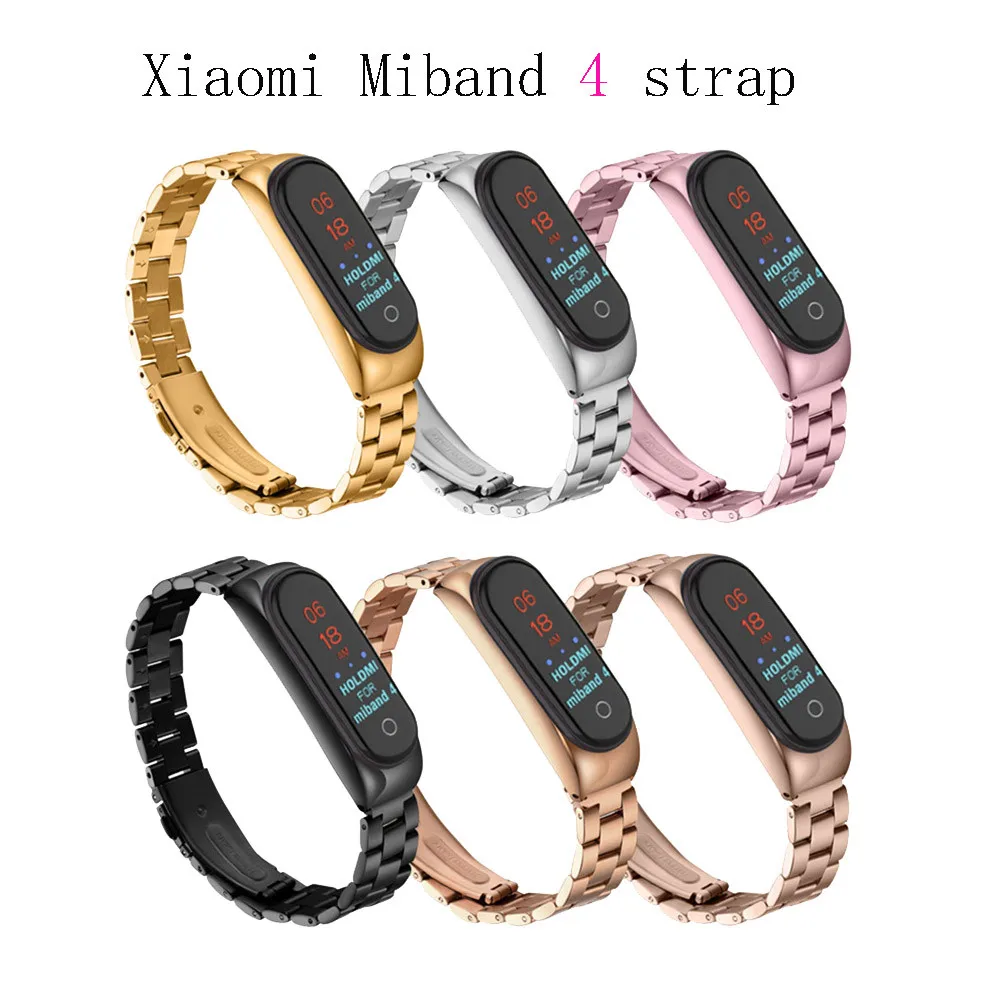 Ремешок из нержавеющей стали для Xiaomi Mi Band 4 сменный металлический браслет смарт