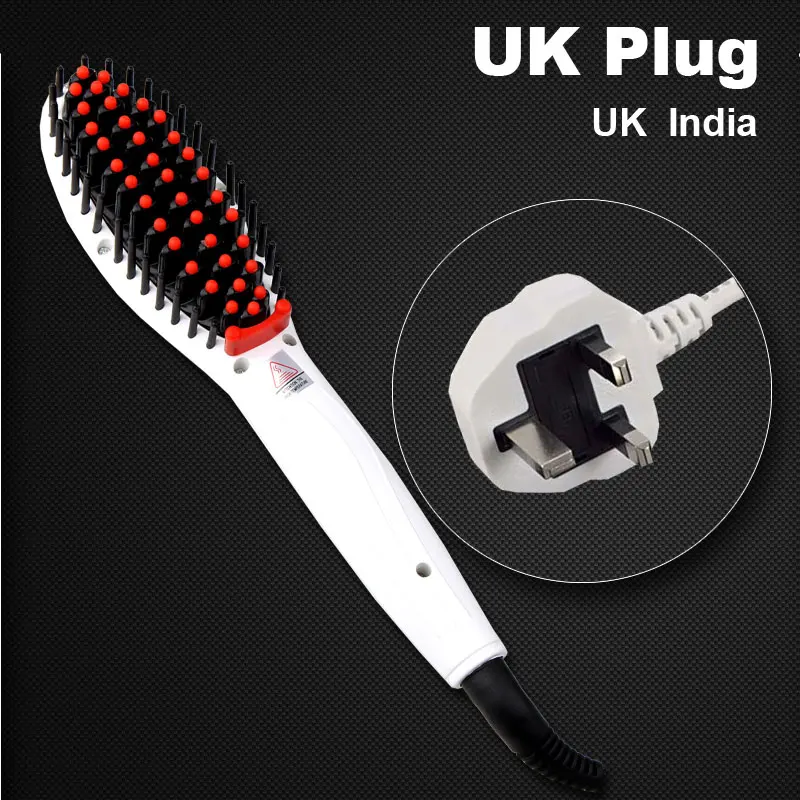 Электрический Выпрямитель для волос, щетка для ухода за волосами, стильный выпрямитель для волос, расческа, автоматический массажер, выпрямители, простой быстрый Утюг для волос - Цвет: White UK Plug