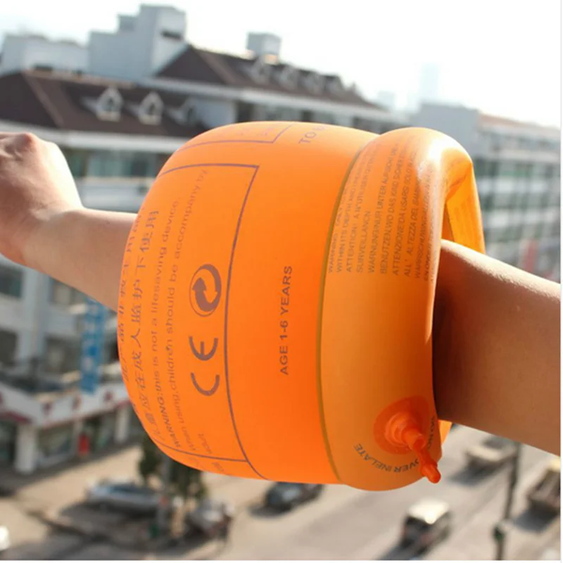 

2Pcs/lot Orange Learn to swim arm ring floating ring sleeves safety thickened double balloon adult children baby universal tools