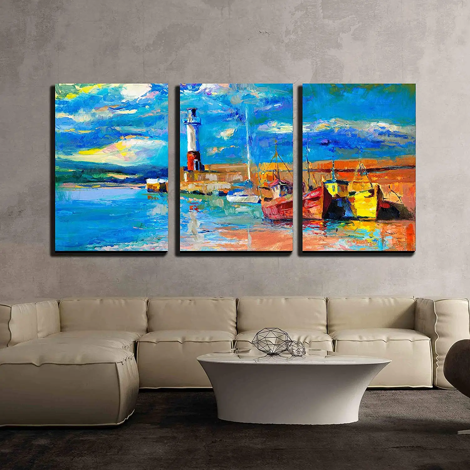 

3 Piece Canvas Wall Art Oil Painting Style Landscape Birch Forest Near The River Modern Home Decor Stretched and No Framed