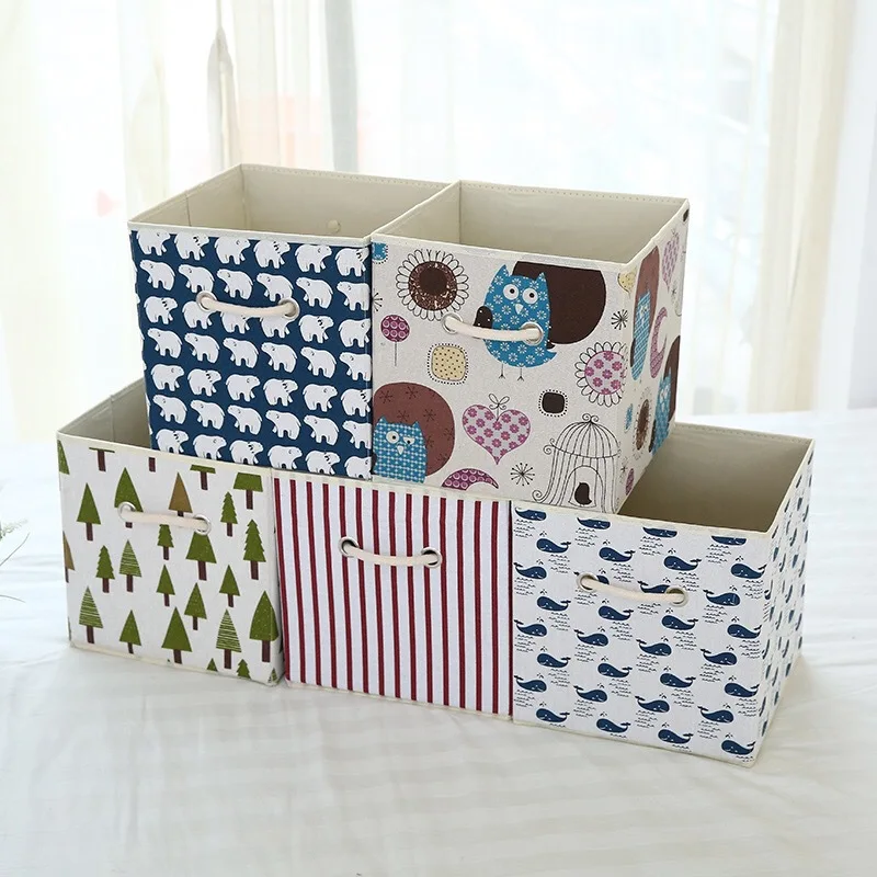 

Everyfit New cartoon Non-woven fabric Folding Embroider Large Storage Box for kid Toys Storage organizer clothes underwear Cosme