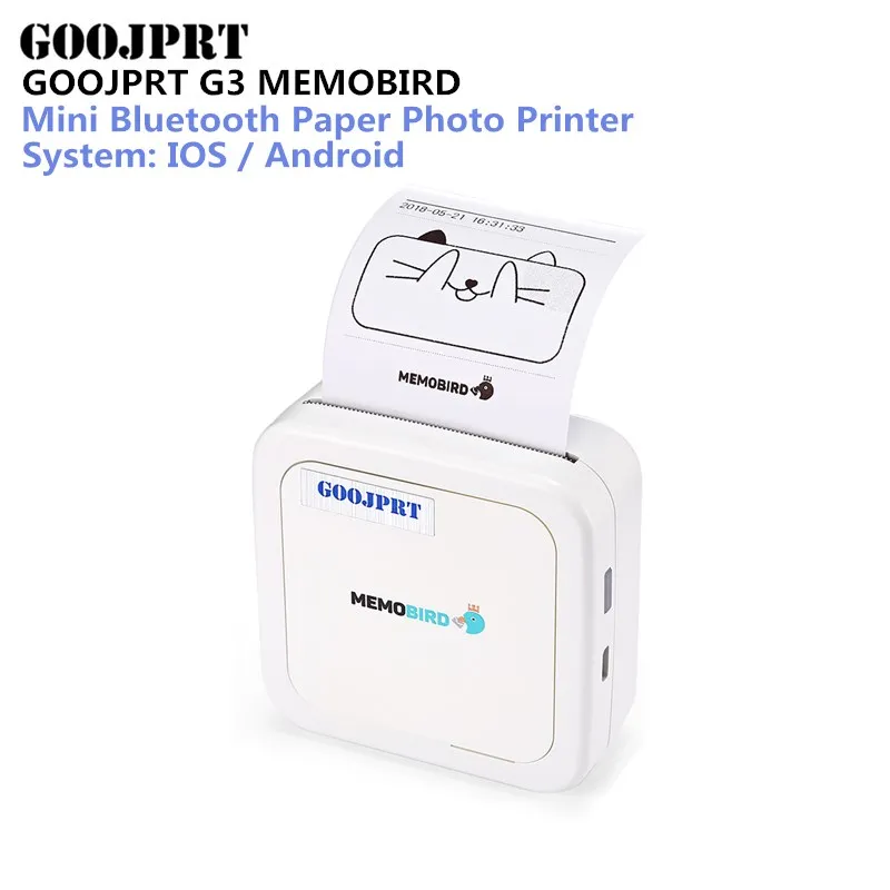

GOOJPRT G3 MEMOBIRD Bluetooth Thermal Printer Mini Bluetooth Paper Photo Printer Thermal Printing for iOS and Android