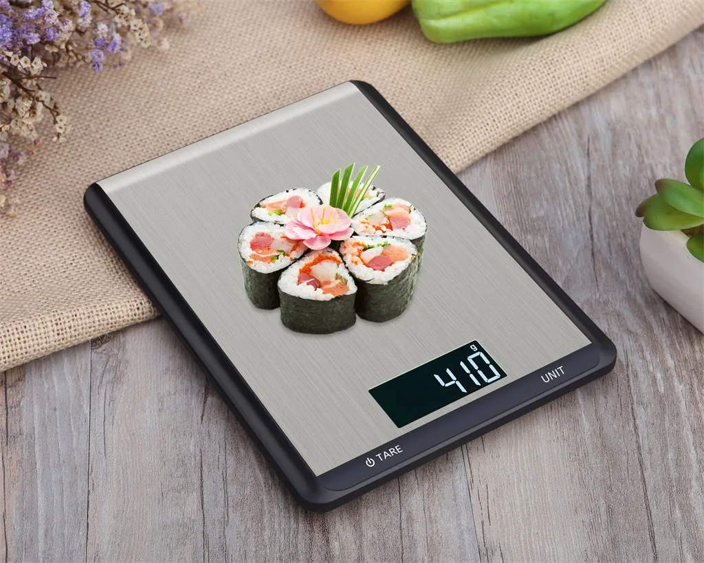 

Electronic Kitchen Scale Digital Food Scale Stainless Steel Weighing Scale LCD High Precision Measuring Tools#es