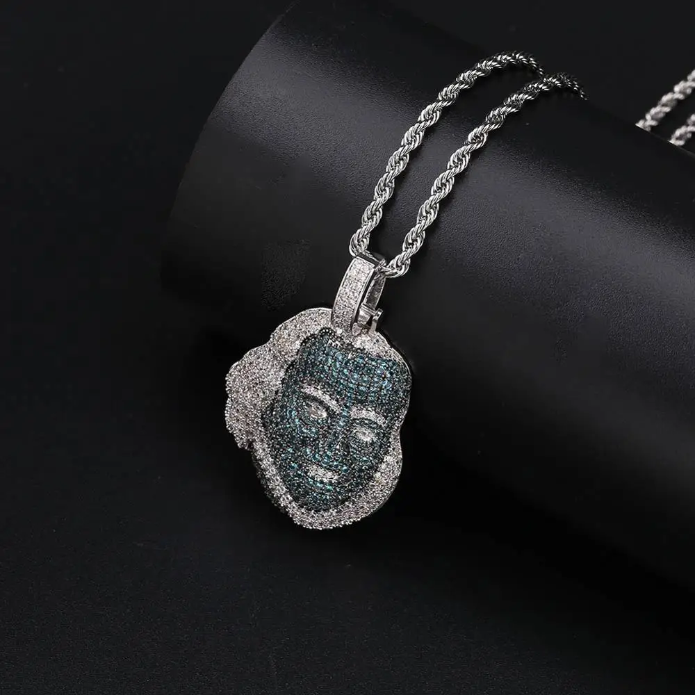 

GUCY New Famous Figure Pendant Necklace Cubic Zircon Stones Hip Hop Men Women Jewelry Gift